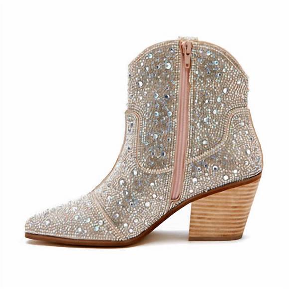 NEW MATISSE women's harlow rhinestone bootie in clear rhinestone - Picture 2 of 5